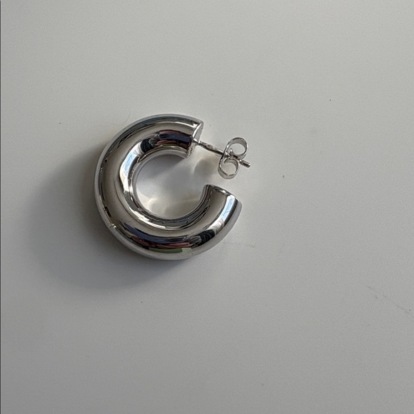 Missoma Chubby Medium Hoop Earrings, Silver - Picture 5 of 11